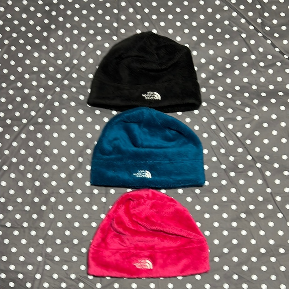 The North Face Beanie Set - Black, Blue, Pink